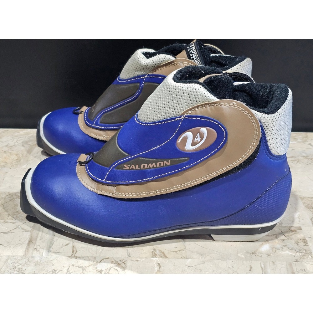 Salomon 24 Junior Cross Country Ski Boots Thinsulate Blue Size 6.5 24 CM 38 EUR